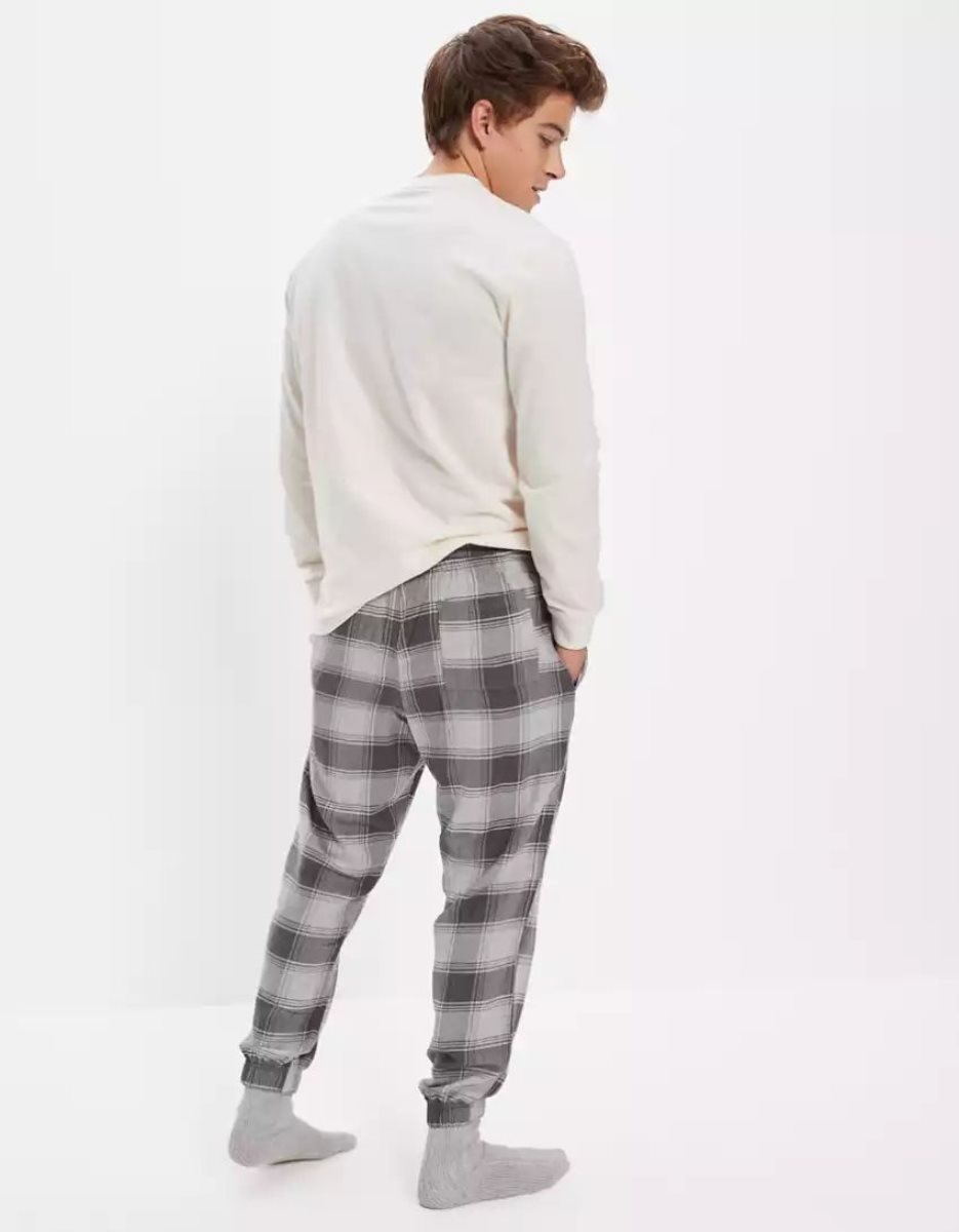 Loungewear American Eagle AE Flannel Joggers Grise Homme | CZH-05516472